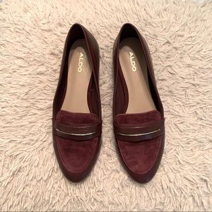 Aldo loafers, size 7.5, burgundy, worn once inside